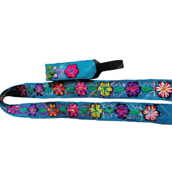 Multicolored Flower Wool Fabric Headband Belt Set main image 5